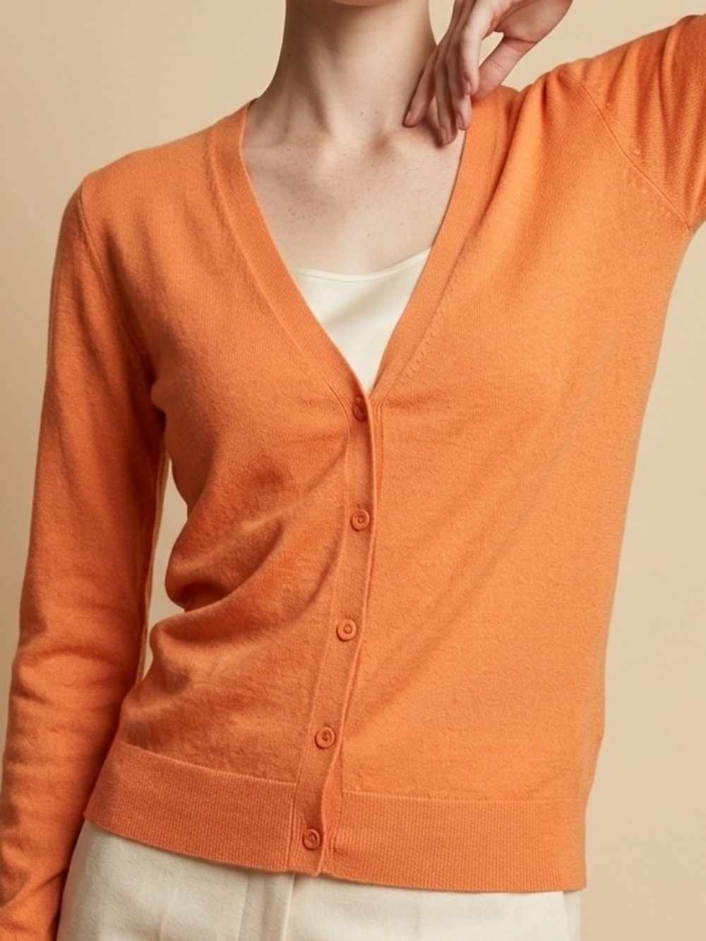 GAP Orange V-Neck Button Cardigan - Picture 4 of 13